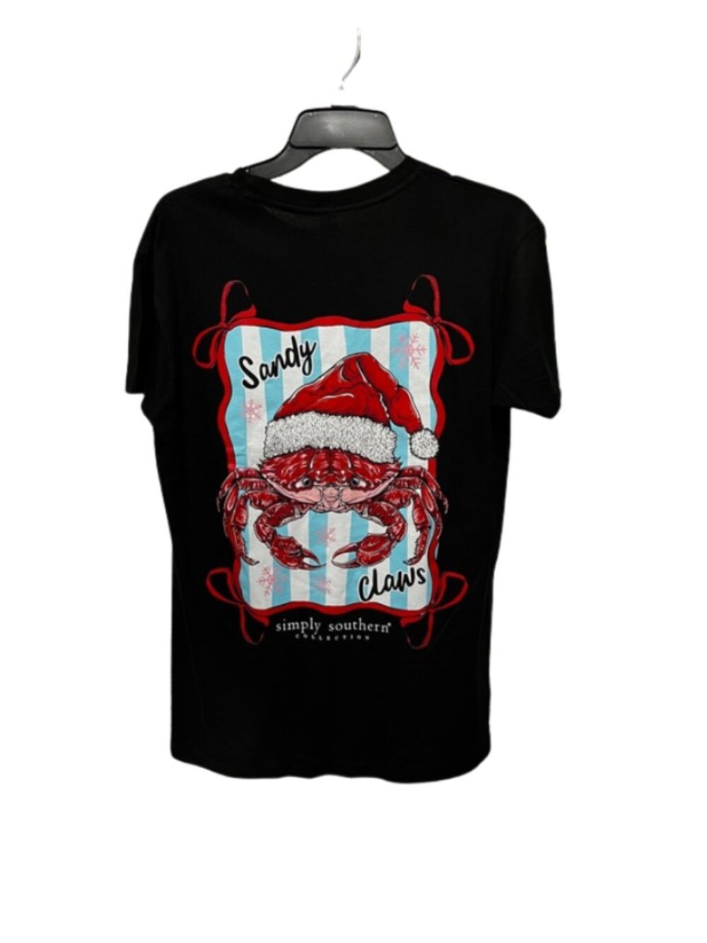 Simply Southern NWT Sandy Claws Christmas T-Shirt Black Size Small